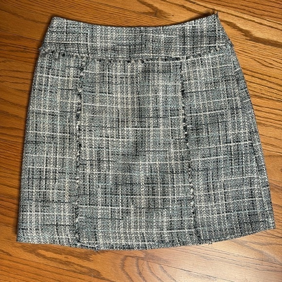 Halogen Tweed mini midi short a-line
blue cream gray skirt sz 4 - Picture 4 of 9